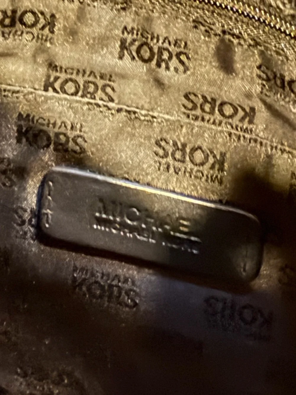 Michael Kors Black Logo & Beige/Tan Tote with Gold Accent and Matching Wristlet - Picture 7 of 16